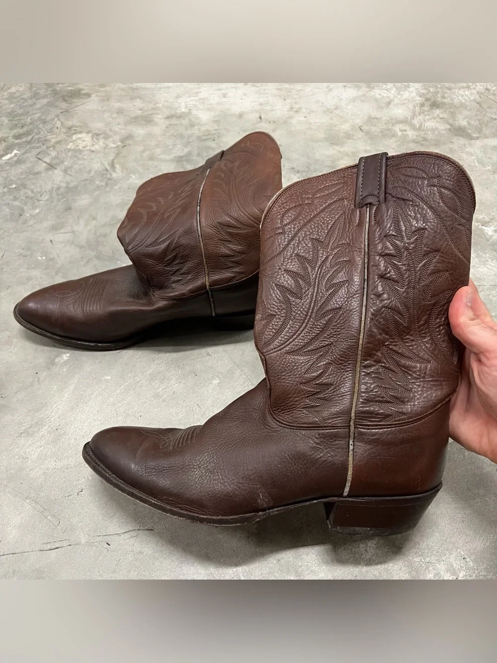 Nocona Mens Size 13 D Brown Full Leather Western Cowboy Boots NB1205
